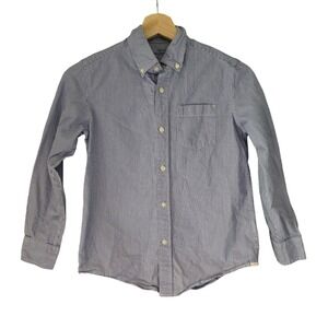 Crewcuts J. Crew Boys Size 10 Blue White Bengal Stripe Oxford Shirt